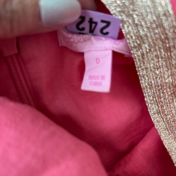 Lilly Pulitzer Women's Janice Pink & Gold Sleeveless Shift Mini Dress Size 0 - Picture 2 of 2